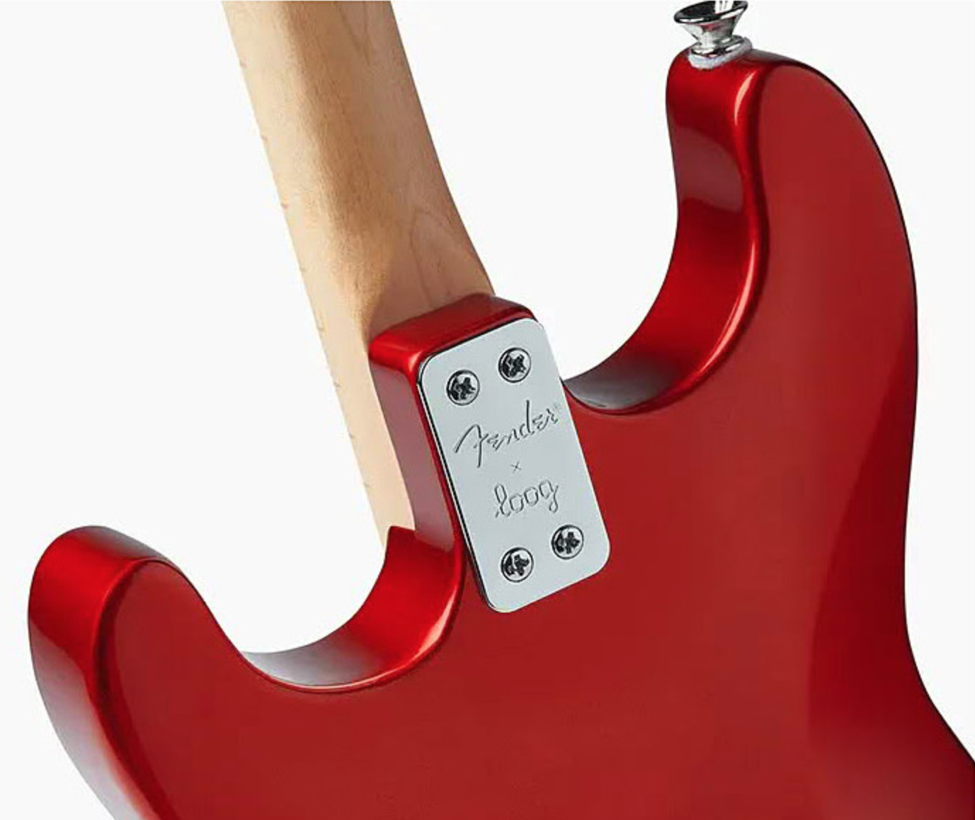 Vue dos (détail) guitare Loog Mini Fender x Loog Stratocaster Red