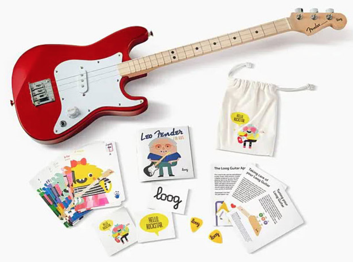 Packaging guitare Loog Mini Fender x Loog Stratocaster Red