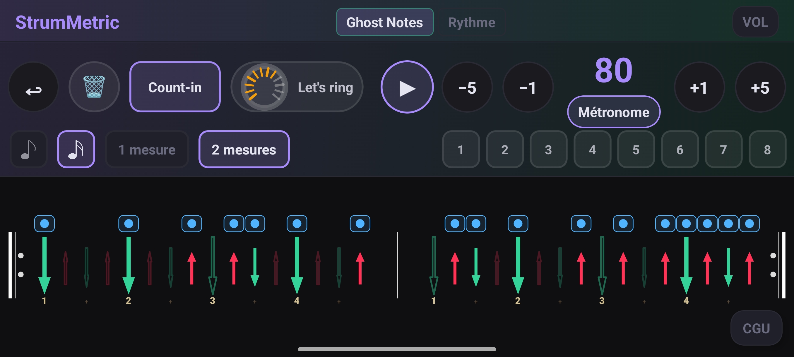 Strumetric — repères de subdivisions pour le geste